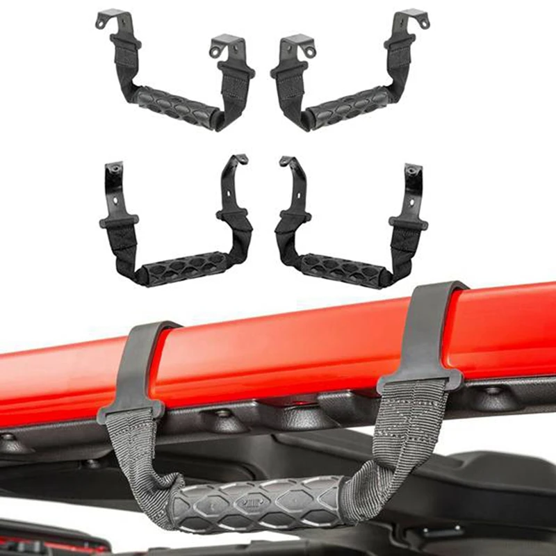 4Pcs Front&Rear Top Roof Roll Bar Grab Handles For Jeep Wrangler JL Gladiator JT 2018 2019 2020 2021+ 82215523 82215524