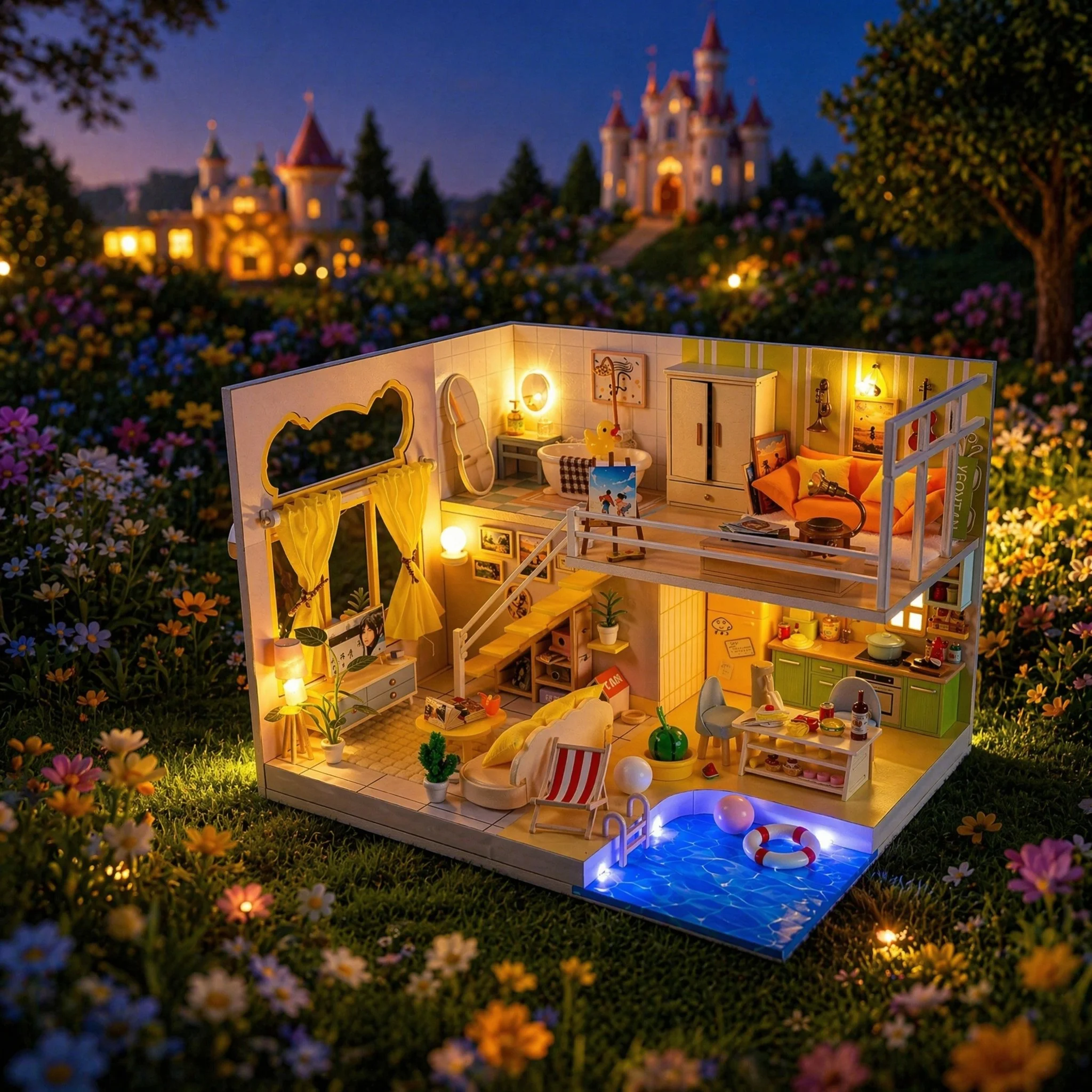 Kids Toys 10 Year Old - DIY Miniature Romantic Modern Doll House