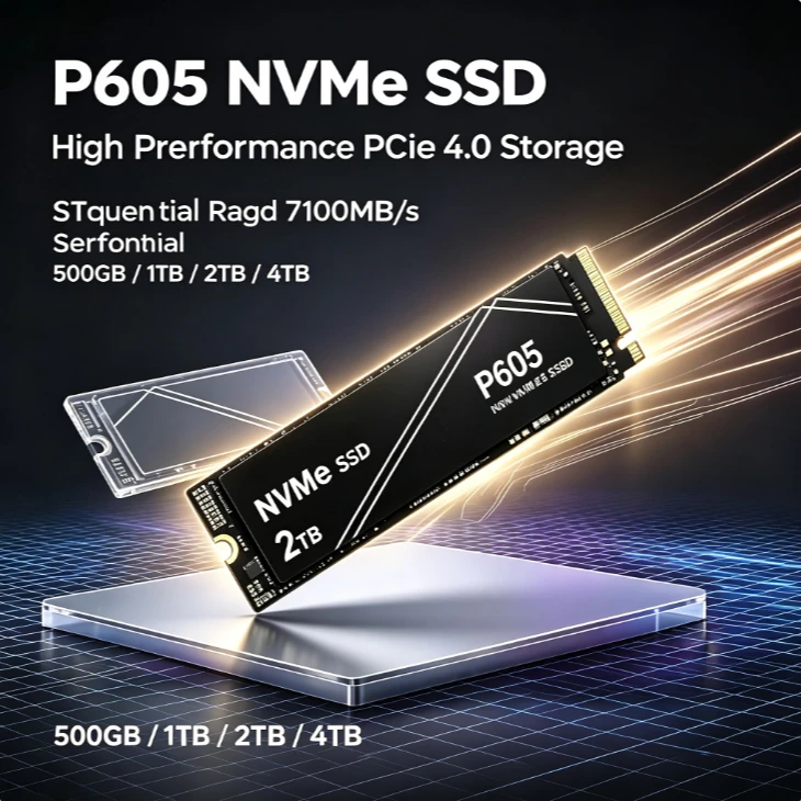 NEW P605 PCIe Gen SSD 500GB 1TB 2TB 4TB High‑Speed Internal Solid State Drive Storage Upgrade for Gaming Laptop Desktop PS5