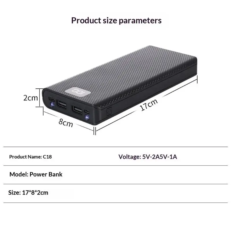 DIY 8*18650 Battery Power Bank Case Charge Storage Box 5V Dual USB Type C Battery Holder Box PD QC3.0 Fast Charge For Phone· view 6