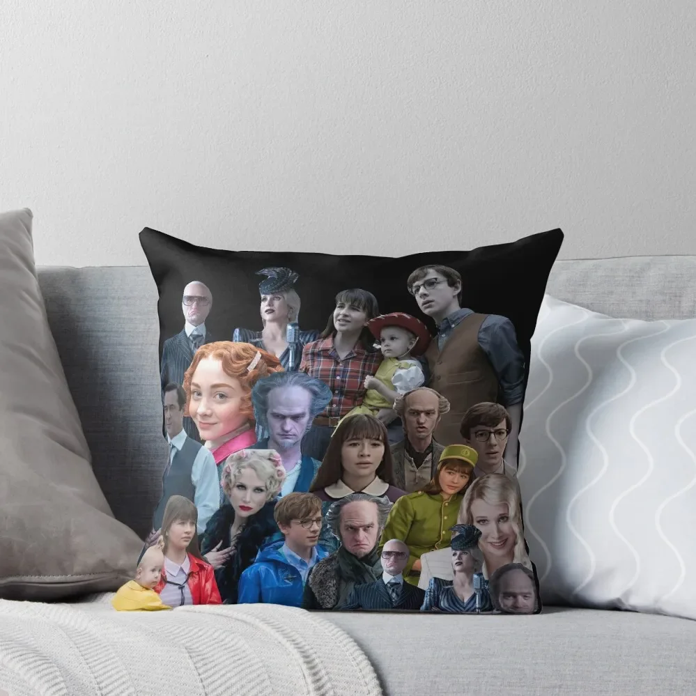 

A series of Unfortunate events Mash Up, Packs, Collections, Sets, Montage, Bundle, Collage, Mix, ASOUE season 3 Throw Pillow