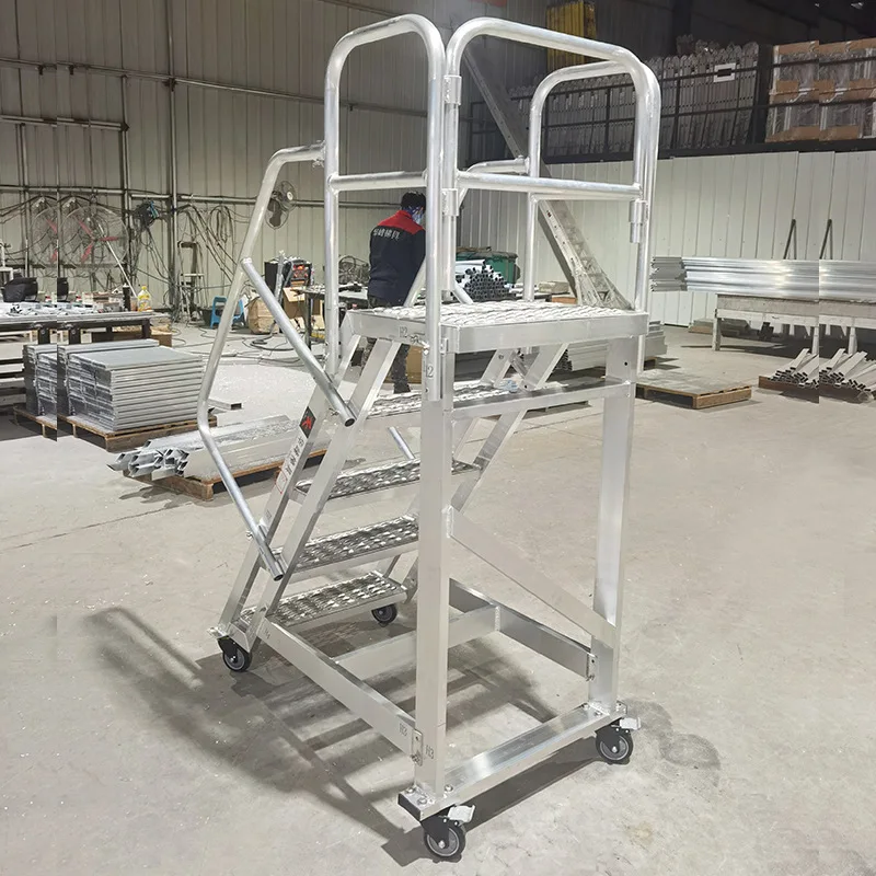 Aluminum alloy mobile platform ladder Working ladder Workshop maintenance Industrial climbing safety ladder Sampling