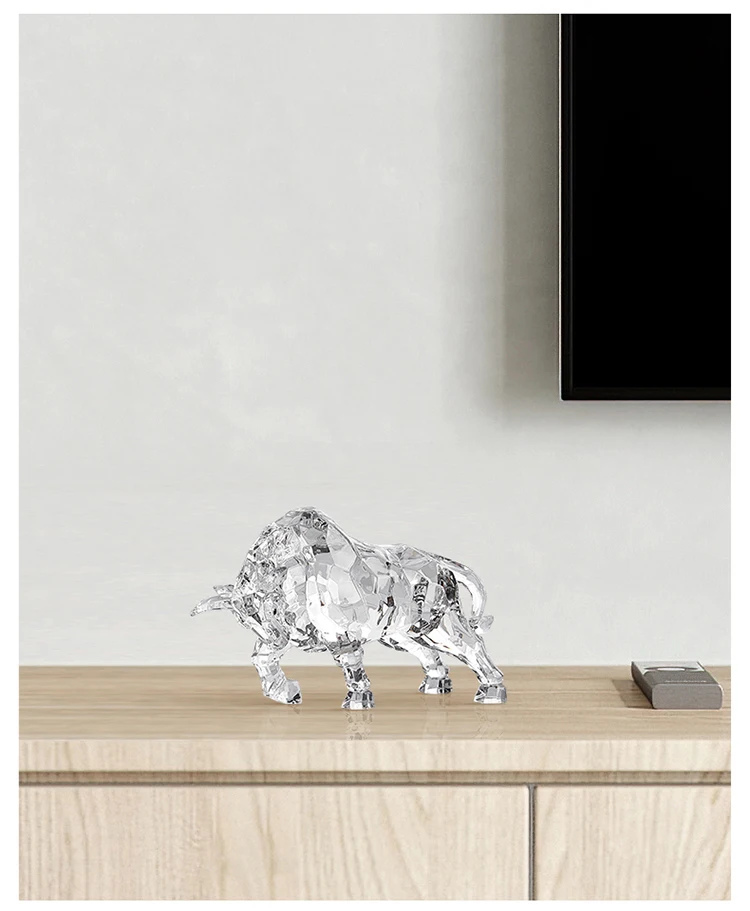 Raum Dekor Tier Ox Skulptur Ornamente Acryl Kristall Handwerk Statue Wohnzimmer Büro Desktop Dekoration Nordic Artwork Geschenk – Detail 9