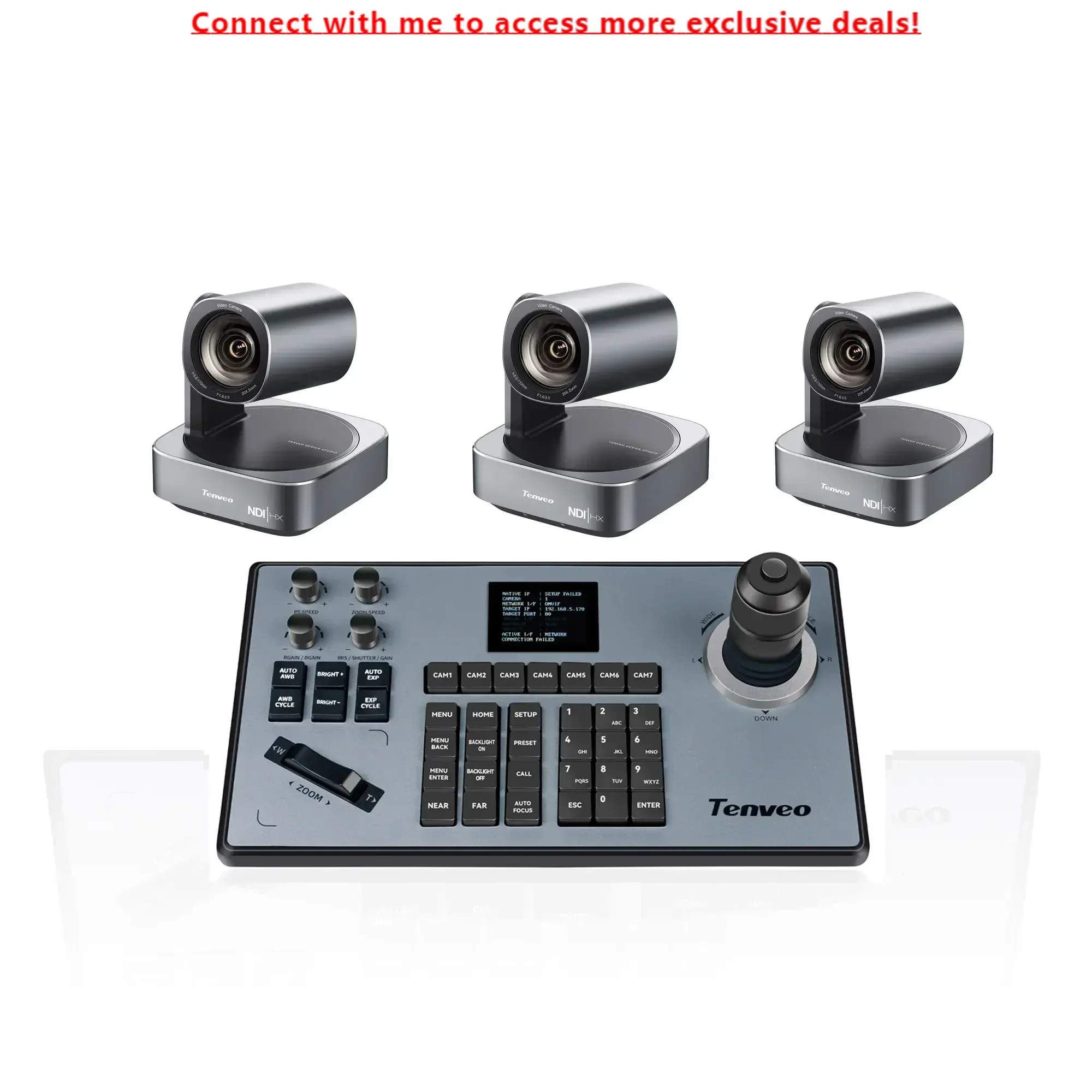 

Tenveo 2025 Audio Conference System Best Features 3pcs 12x Zoom 1080p Camera KB200PRO Joystick Controller NDI Group VL20N(NDI)