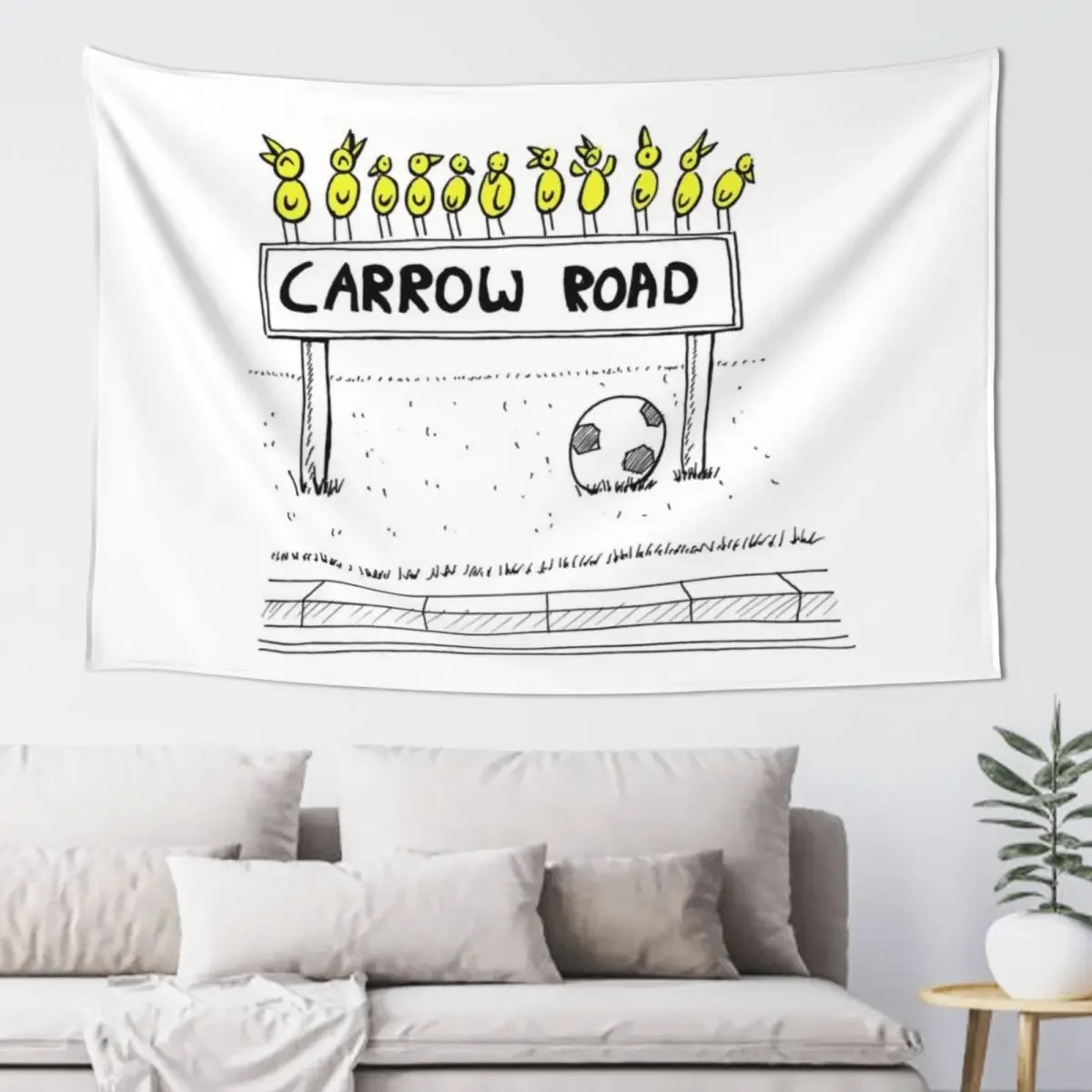 Carrow Road - Canary Cartoon (inspired by Norwich City FC) Tapestry Wall Tapestries Decorative Paintings Decor For Room Tapestry