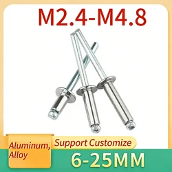 30/50Pcs Pop Rivets Aluminium M2.4-M4.8 Dome Head Blind Rivets Steel Shank Mandrel Exhaust Rivets Pull Nail Support Customize