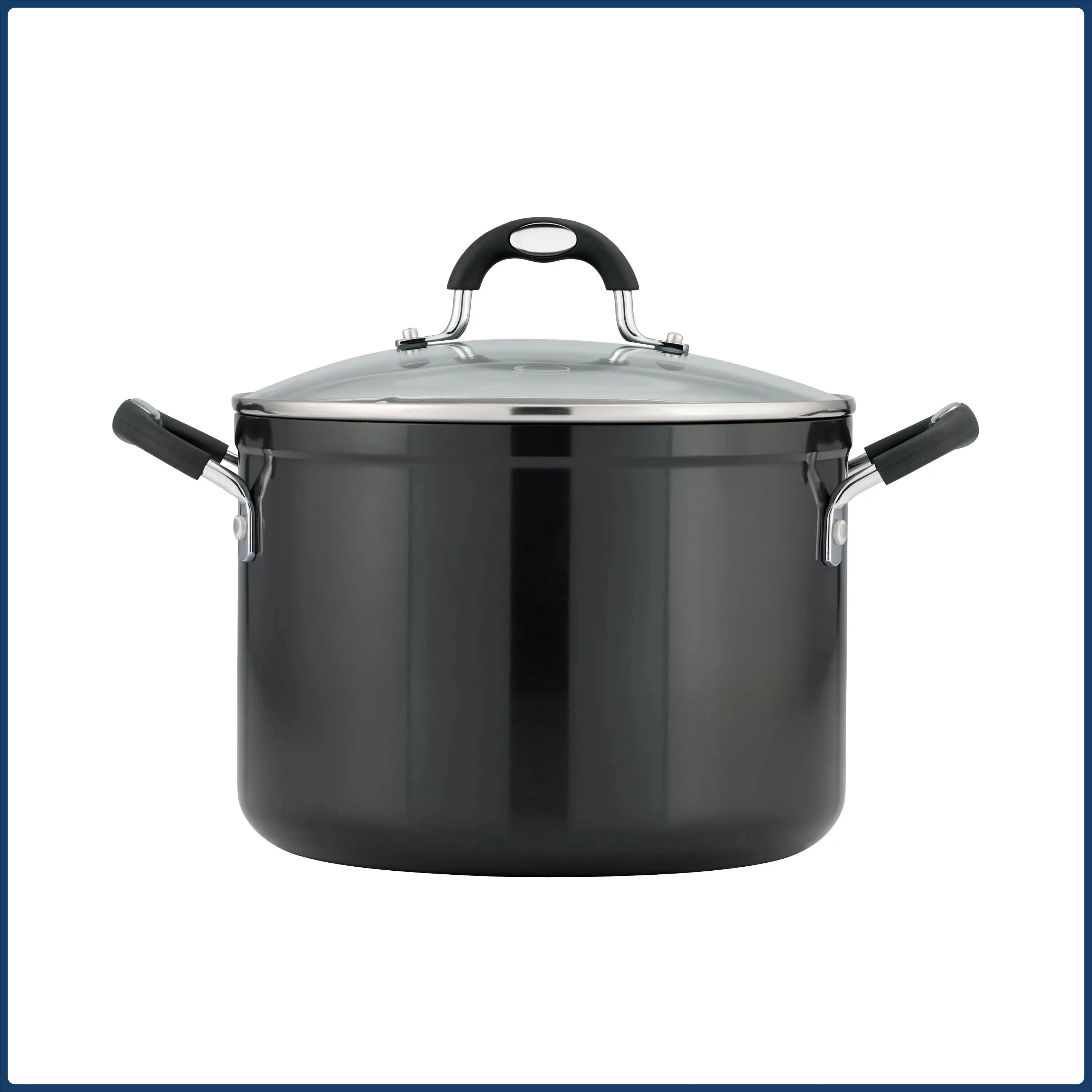 

8QT Gray Non-Stick Covered Stock Pot, Dishwasher Safe for Soups, Stews & Pasta, Even Heat Distribution