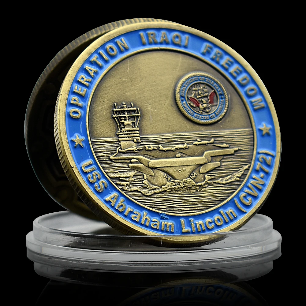 Bronze US Army Operation Iraqi Freedom Commemorative Coin USS Abraham Lincoln Military Challenge Coin Collectible replica - view 3