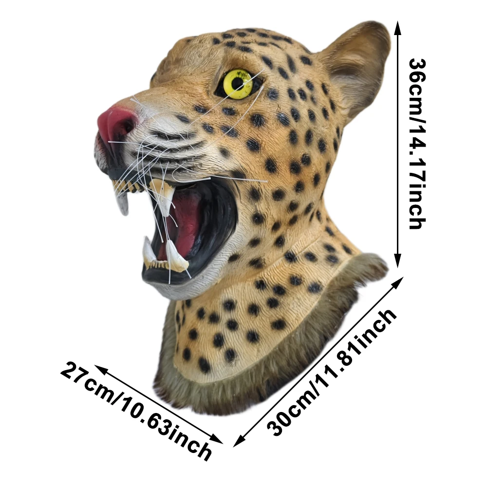 African Leopard Mask Animal Fancy Dress Party Cosplay Realistic Panther Latex Mask Halloween Revelry Prank Prop Funny Tiger Mask