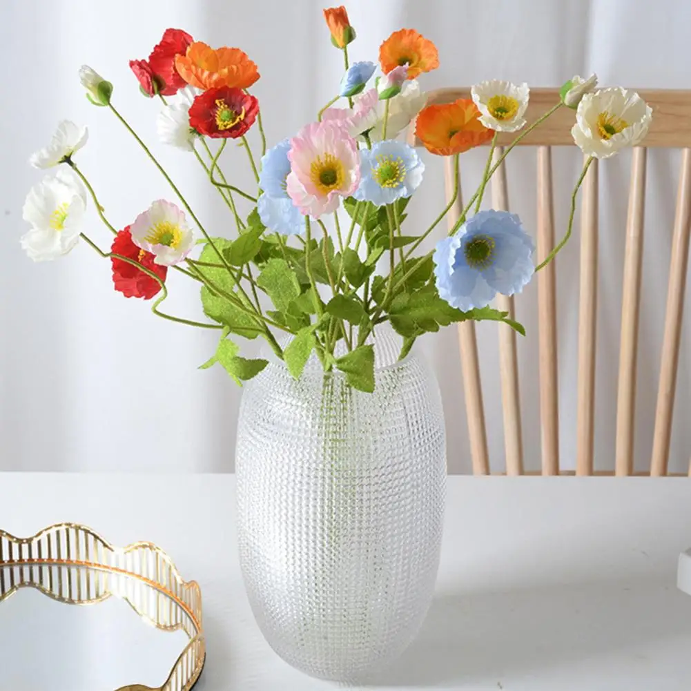 23.6" Tall Artificial Flowers Faux Silk Ranunculus Flower Stems with 3 Heads Blooms And 1 Bud Floral Arrangement Home Decor