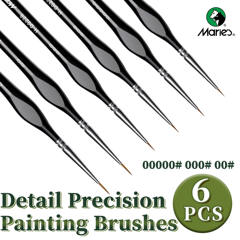 3/6pcs Marie's Micro Paint Brushes,Miniature Paintbrushes with Triangular Handles for Acrylic,Craft,Models,Mini Figure,Rock