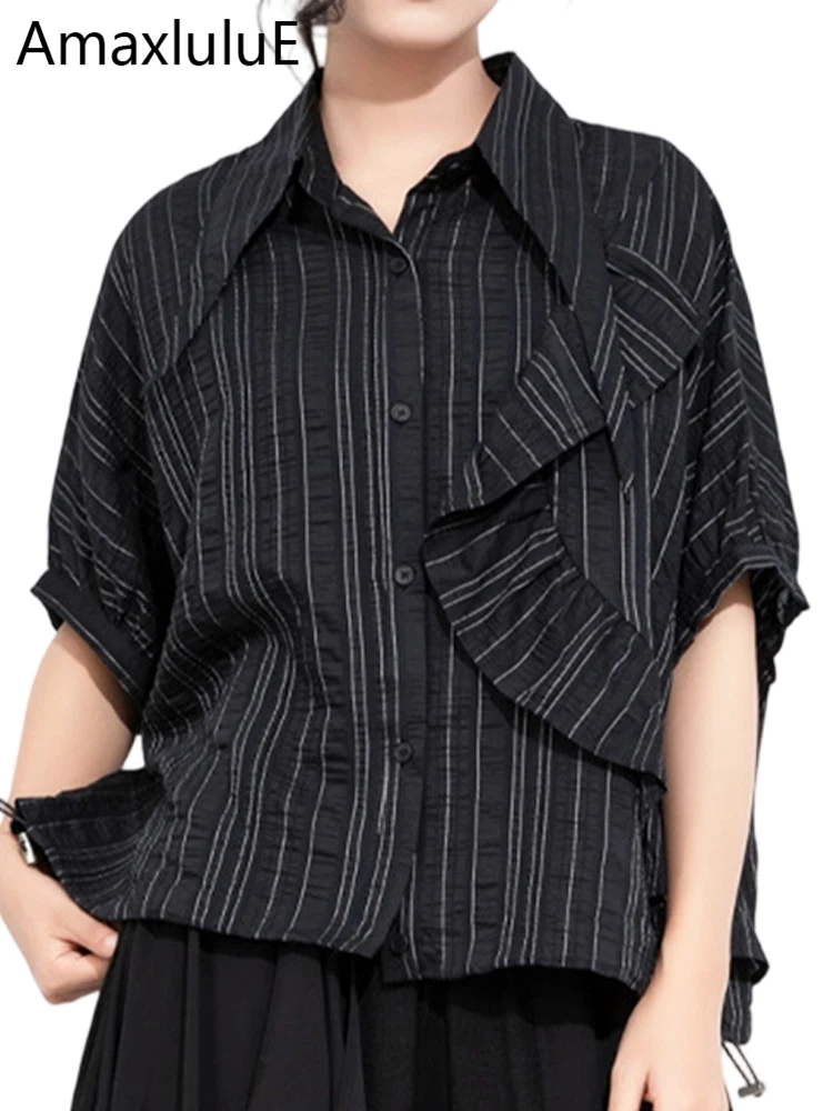 

Amax LuluE 2026 Summer Fashion Elegant Shirts Womens European Design Vintage Striped Tops Females Classic Causal Loose Blouses