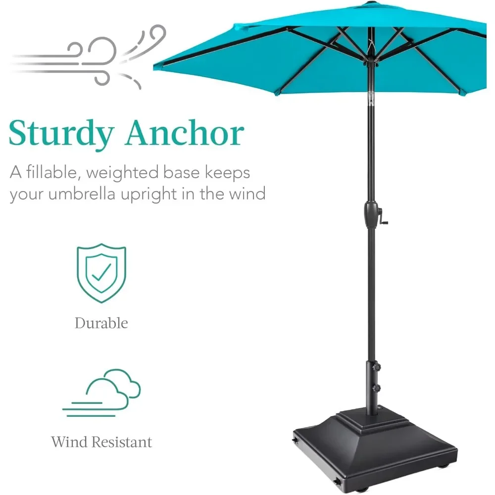 Fillable Mobile Umbrella Base, Heavy Duty Base, Square Tiered Market Stand for Patio, Deck, Outdoor 120lb Capacity