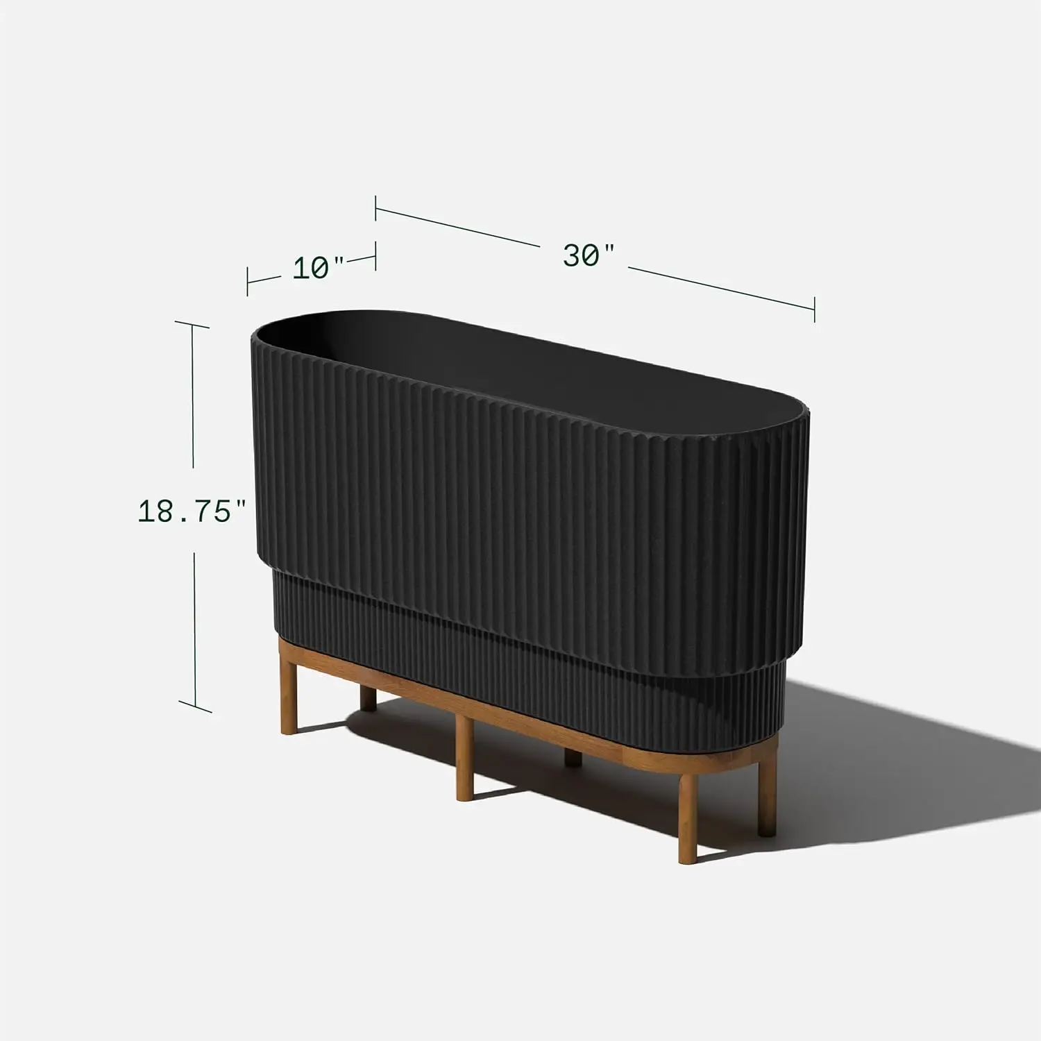 Raised Long Planter for Indoor/Outdoor Use | Made from Plastic & Concrete w/Wooden Stand | Modern Patio Décor for Flowers/Shrubs