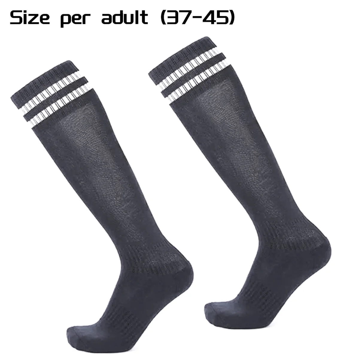 1Pair Anti-Slip Athletic Sock for Men, Stocking, Trainning Sock for Football Black Adult 36-45