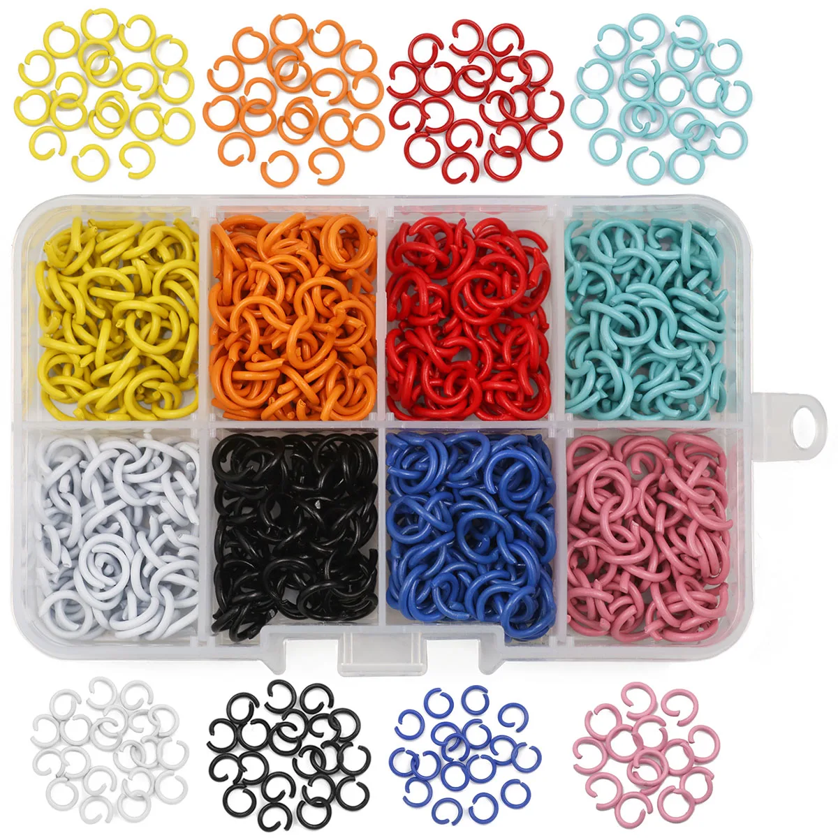 One Set Box 8mm 400pcs Colourful Baking Paint Metal Open Jump Rings Split Rings Link Loop For Jewelry Making DIY Accessories