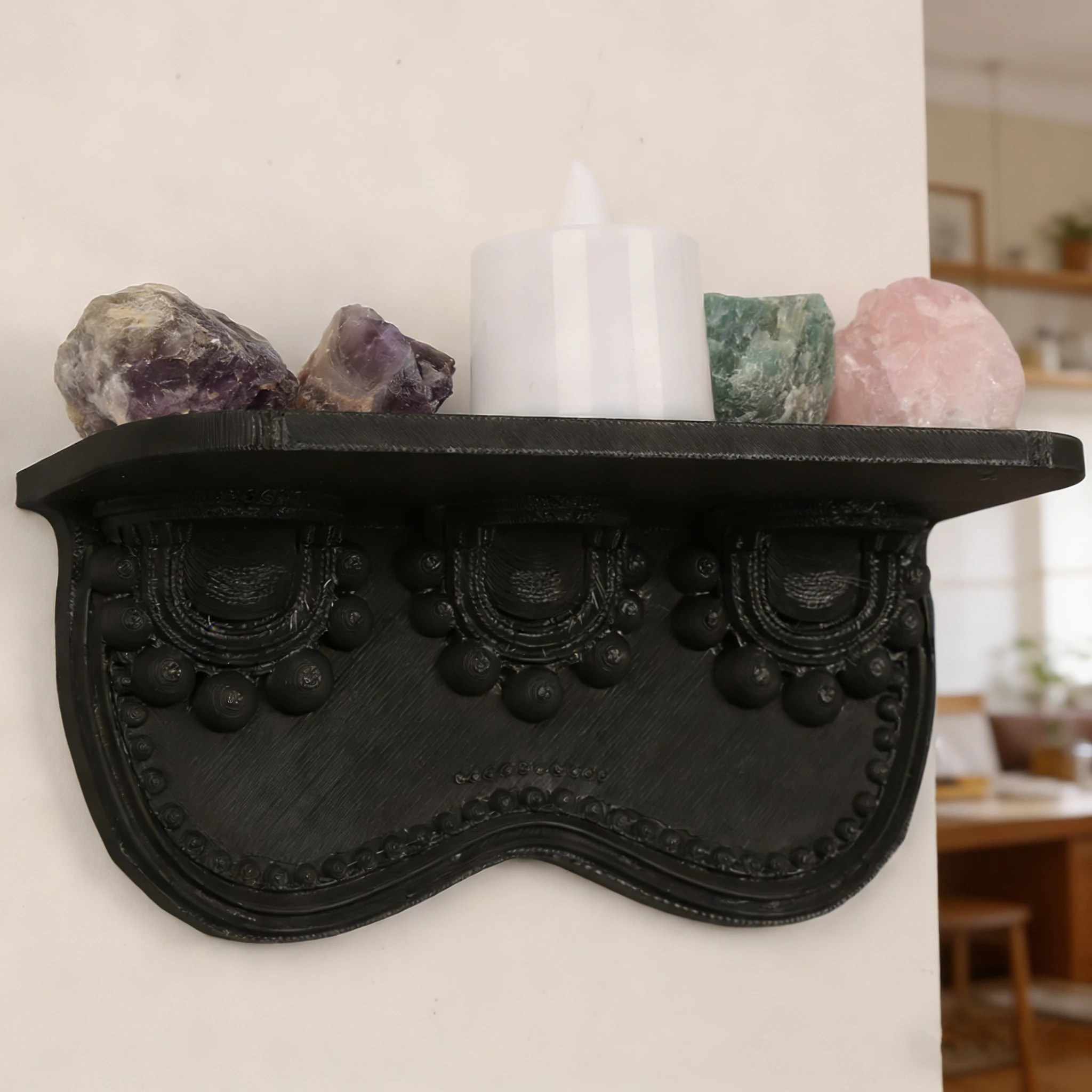 Grenzüberschreitendes Retro-Wellenmuster-Wandregal für natürlichen Stil, Wandlagerung und Dekoration im Zuhause