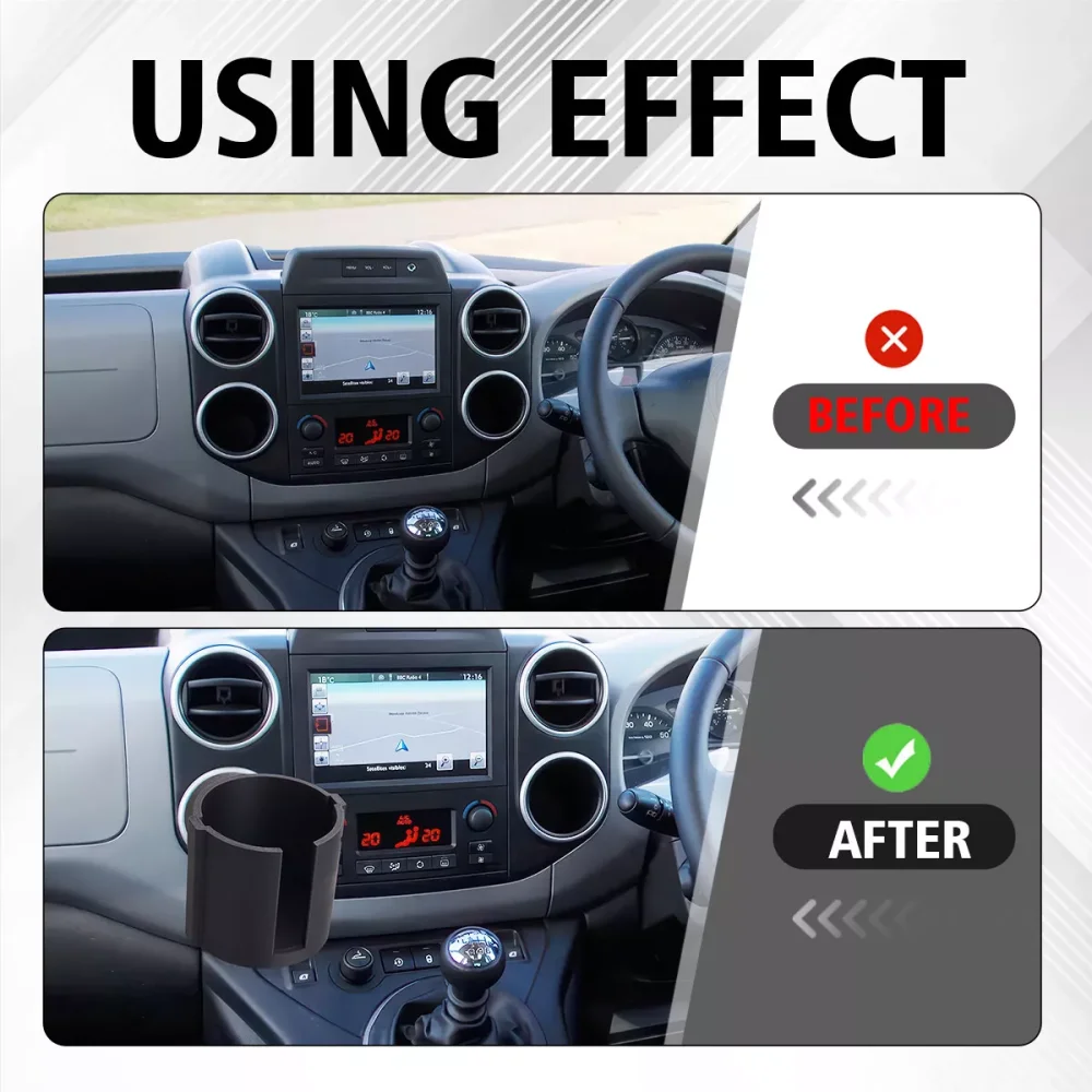 1 Stück Getränkehalter für Peugeot Partner Citroen Berlingo, Handyhalterung mit Aufbewahrungsfach, Auto-Innenausstattung – Detail 5