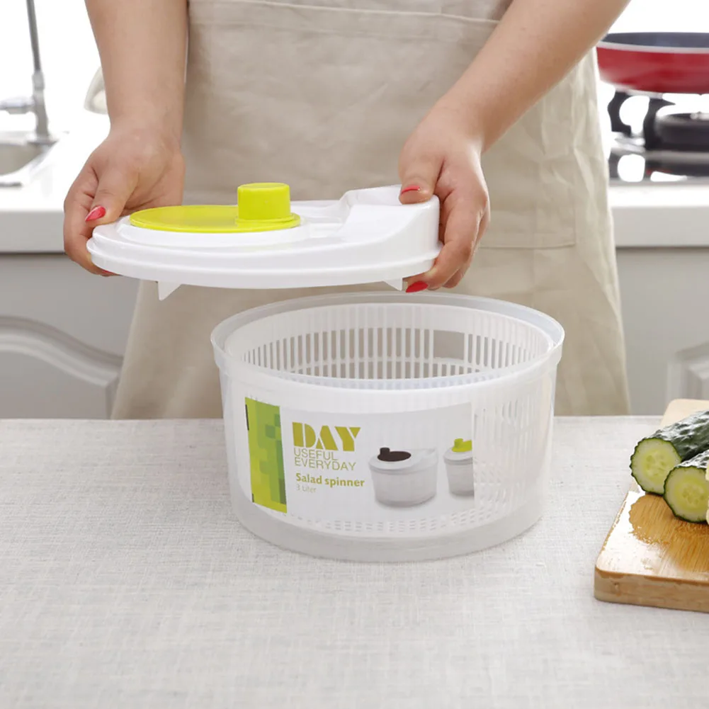 Large Salad Spinner with Quick Dry Design Manual Lettuce Dryer for Kitchen Tools for Washing Cleaning & Drying Greens Vegetables