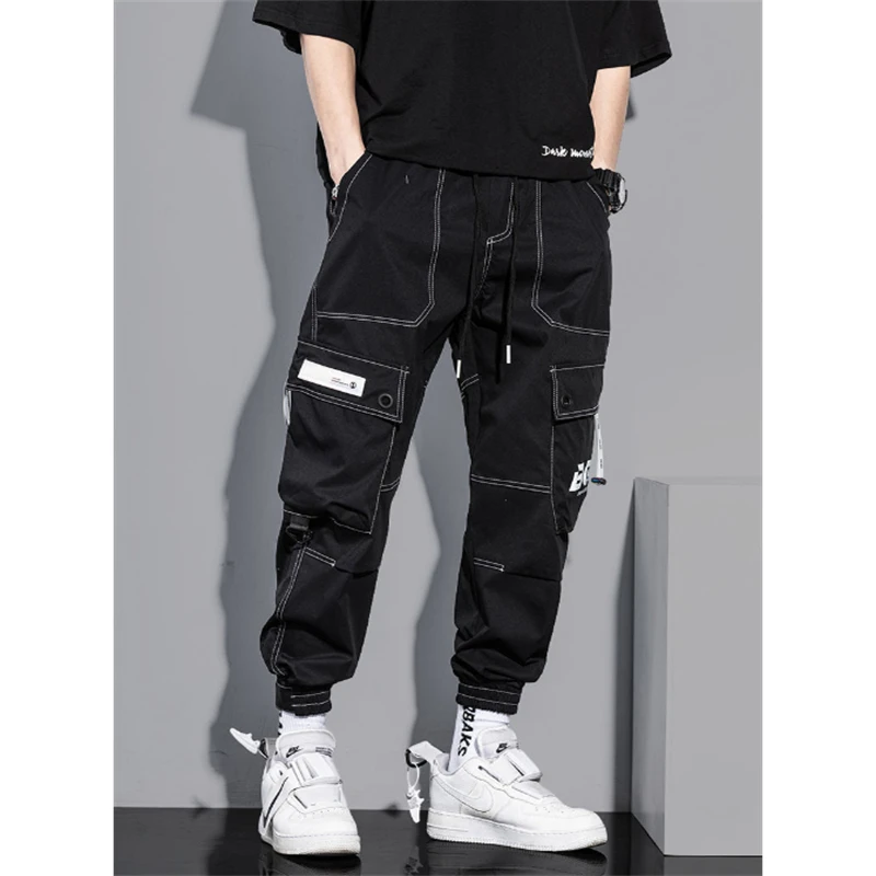 Calças de carga dos homens do vintage hip hop streetwear solto jogging harem calças de cintura elástica masculina calças novas pantalons pour hommes