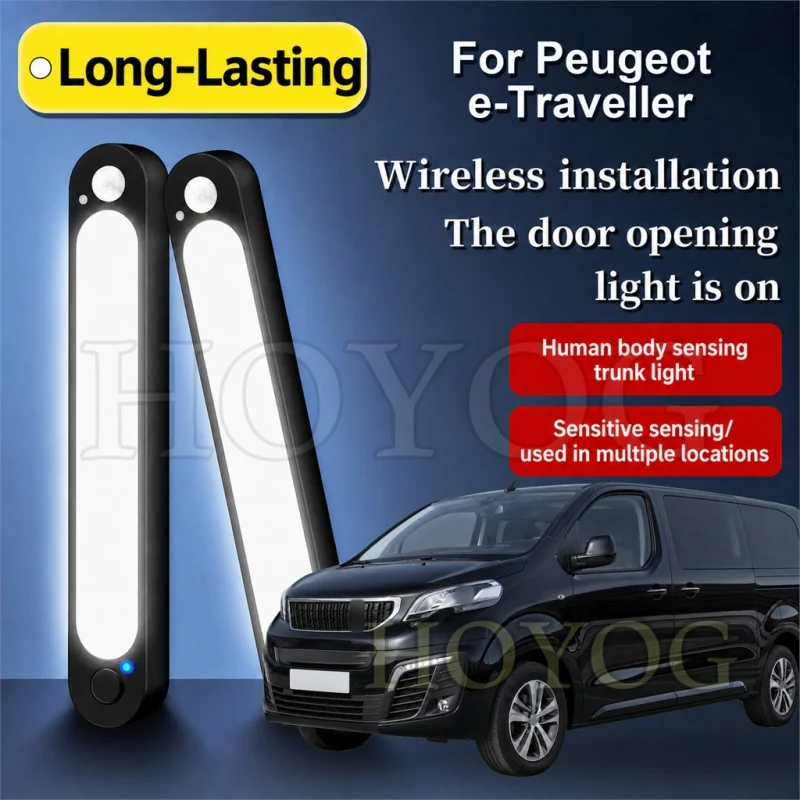For Peugeot e-Traveller 2020-2026 Car Trunk Light LED Lamp Motion Sensor No Drilling Boot Cargo Light MPV Rear Seat Cabin