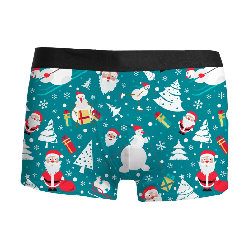 2024 new Christmas fashion intimo da uomo stampa 3D comfort traspirante con boxer a vita media