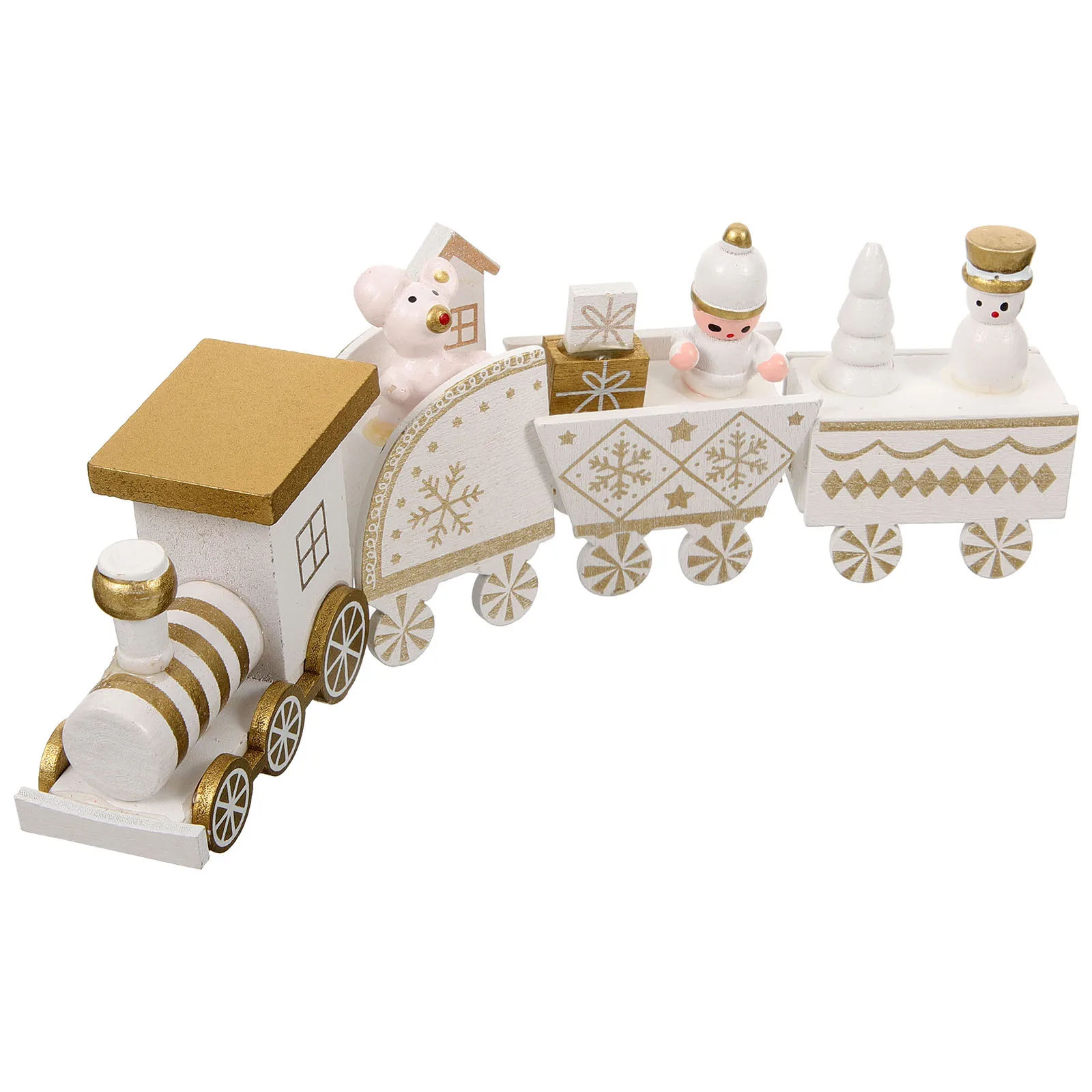 

Wooden Christmas Train 1 White Model Cartoon Design Tabletop Adornment Xmas Ornament Desktop Decoration Miniature Models Festive