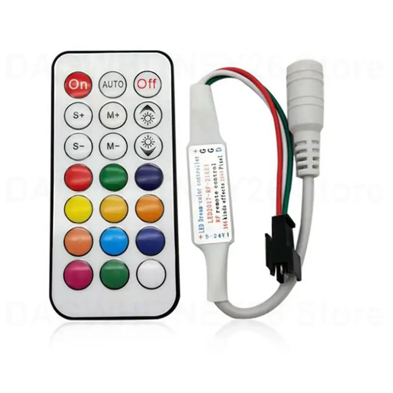 DC 5V 12V 24V RF 21Key Remote Wireless DC Plug LED Strip Lights Lamp Ontroller Dream Effect 4pin SM JST RGB U26