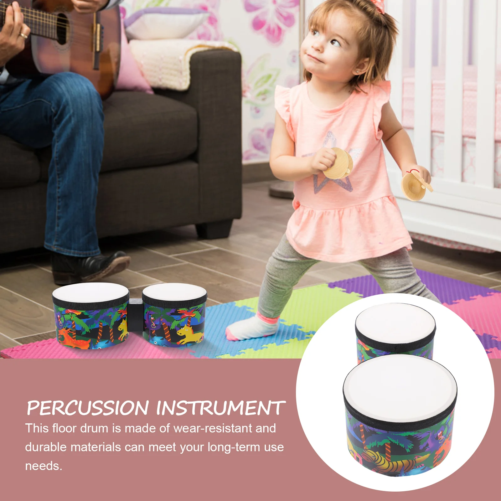 PerSCH-Bongos en bois pour enfants et adultes, bâtons, accessoires, musique