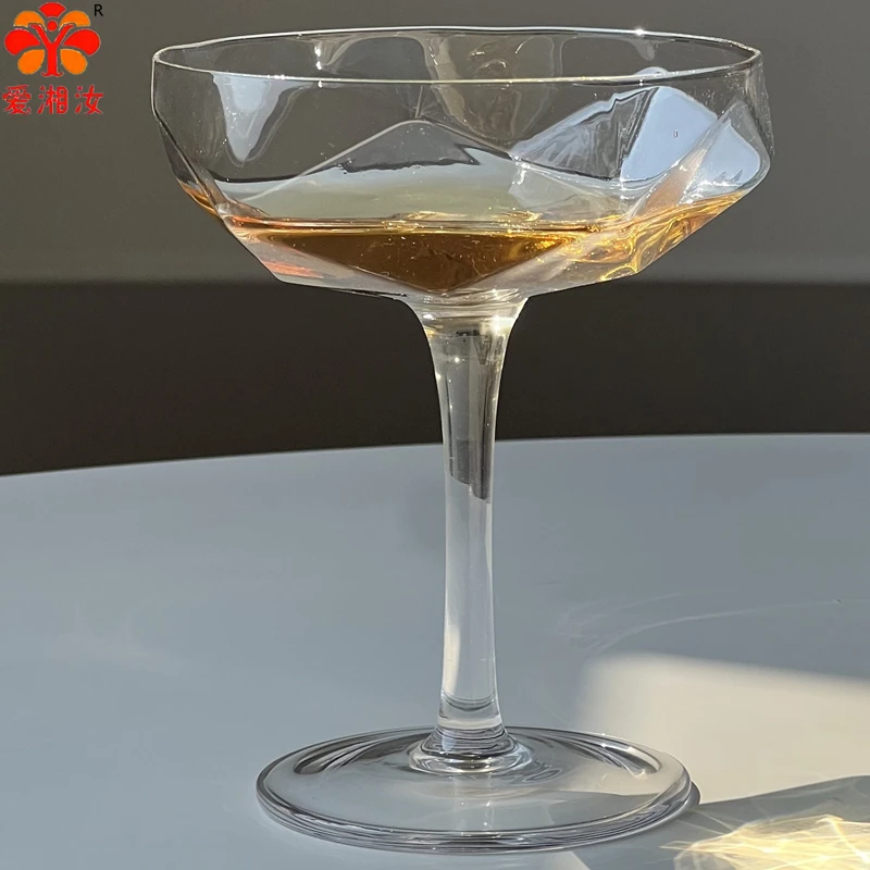 Polygonal Cocktail Glass Saucer, 5 Pointed Star, Geometric Martini Glass, Champagne Glasses, Bar Glass Cup, 180ml