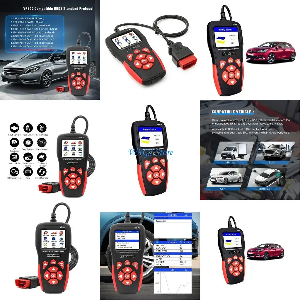 

37JE VR800 Auto -Code Reader может диагностировать инструмент Scanner Scanner Scanner