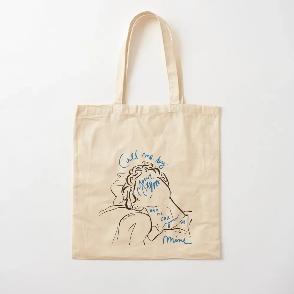 Call Me By Your Name and I'll Call You By Mine Illustration and Calligraphy Tote Bag Canvas Custom bag Bag