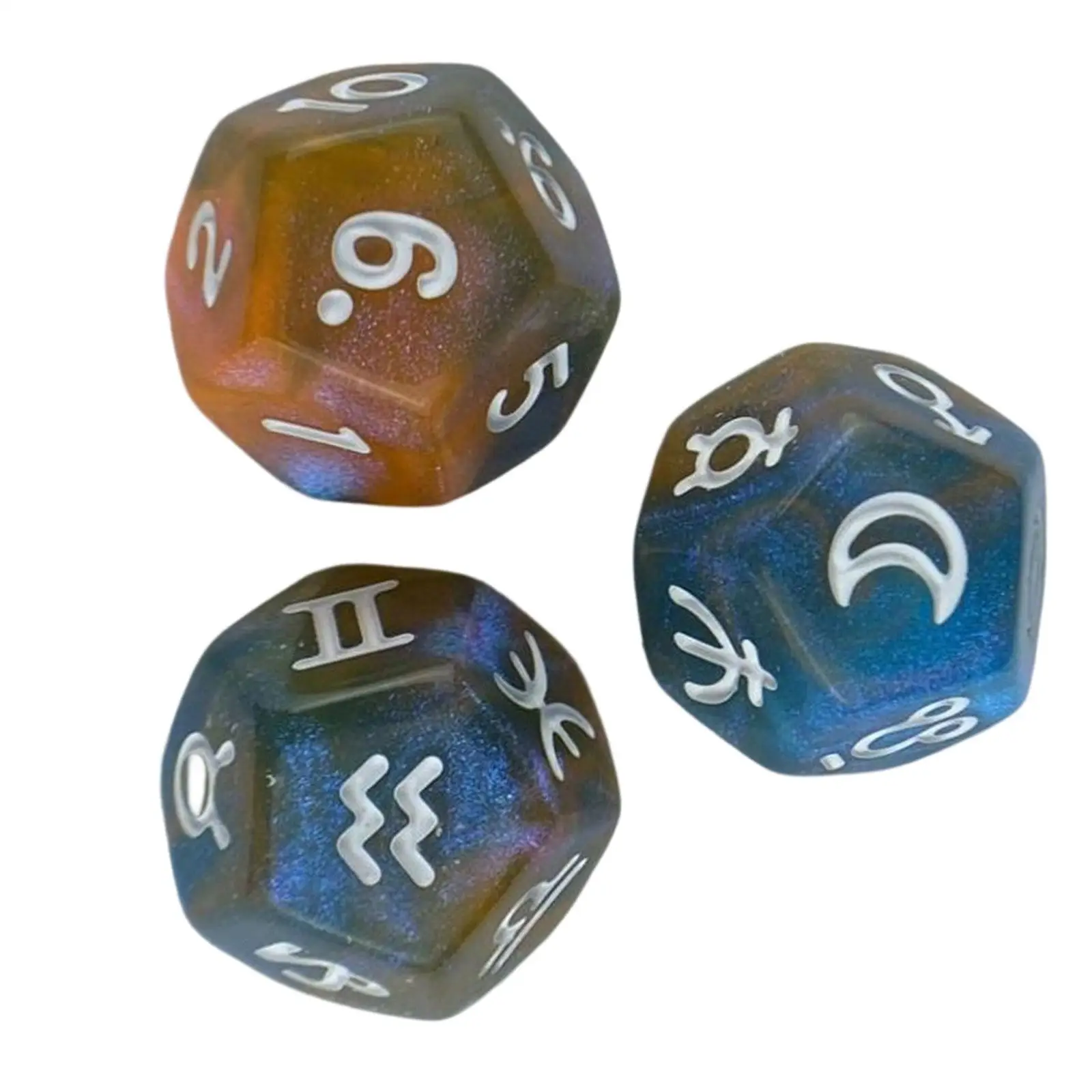 3 Pieces Astrological Dice Set 12 Sided Dice D12 Dices Constellation Sign Dice