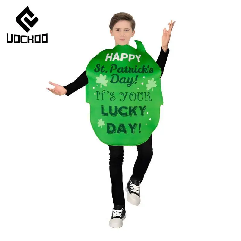 

St. Patrick's Day Costume Girl Boys Disguise Wear Lucky Day Outfit Holiday Party Dress Up Green Clover Cosplay Unisex Clothing