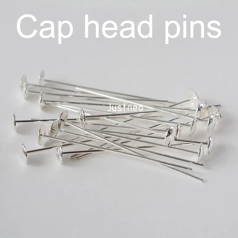 925 Sterling Silver head pins for jewelry making supplies, t needle pins, 1 Piece