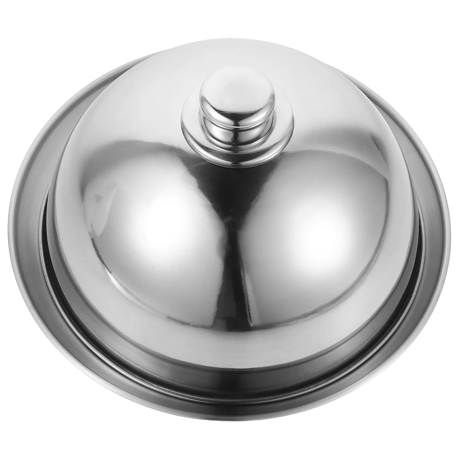 

2Pcs Stainless Steel Food Dome Cover Round Metal Tray Cloche Dome for Cheese Butter Dessert Serving Plates Restaurant Party
