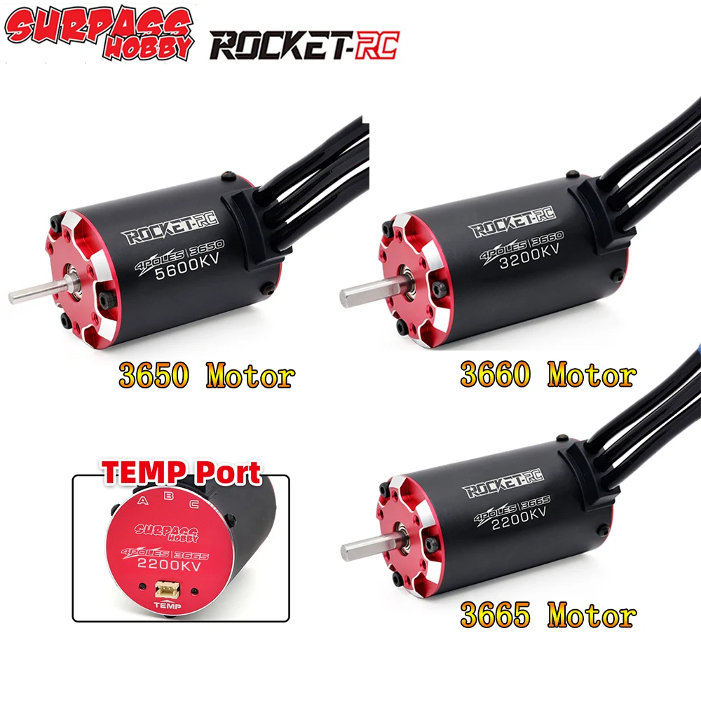 

RC motor Rocket V2 supersonic Brushless Motor w/ Temp Sensor 3650 3660 3665 3670 3674 for 1/8 1/10 RC Car