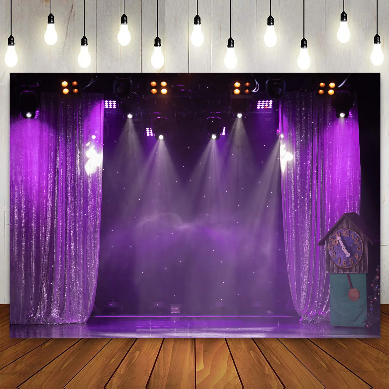 

Stage Theater Curtain Photo Backdrop Music Concert Disco Party Decoration Neon Photography Background for Women Men Birthday