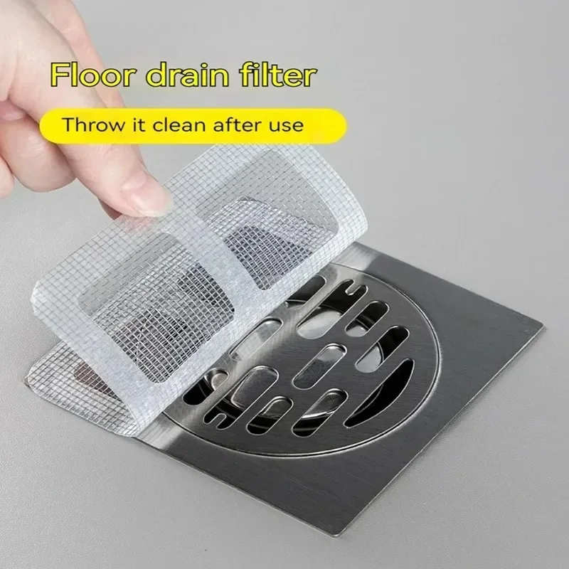 20 piezas recogedores de pelo desechables para ducha, cubiertas de drenaje de ducha de malla, filtro de fregadero, pegatinas de malla, accesorios de baño