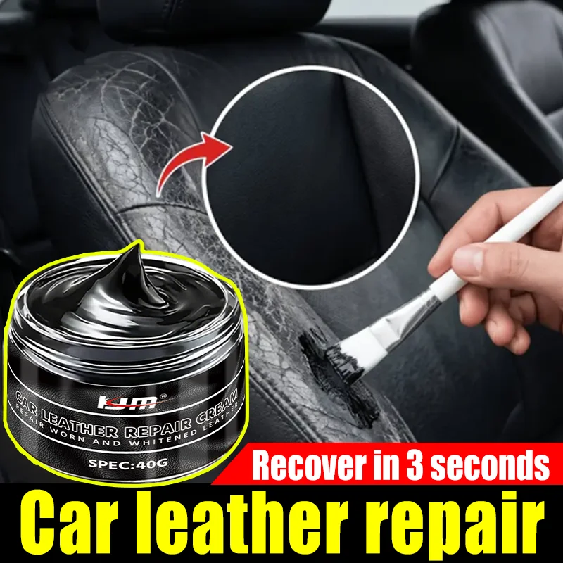 40g Car Leather Repair Cream Seat Steering Wheel Scratch Refurbish Color Restorer Waterproof Wear Resistant For Auto Interior
