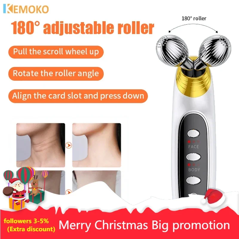 3D EMS Facial Massage Roller Facial Micro-current Beauty Device Facial Lifting Roller Massager Skin Tighten Massage Beauty Care