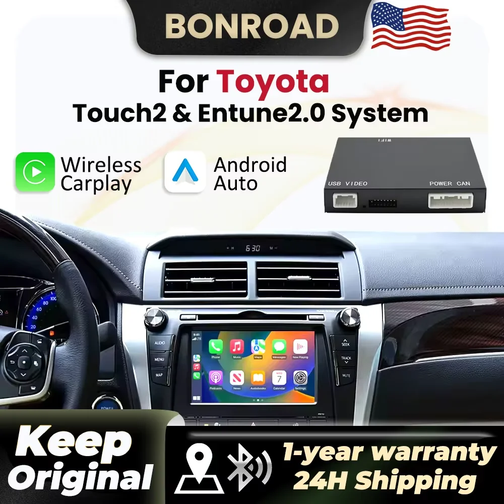 BONROAD Wireless Carplay Android Auto Module For TOYOTA CHR Corolla Camry Auris prius RAV4 Avensis Highlander Touch2 Entune 2.0 Decoder