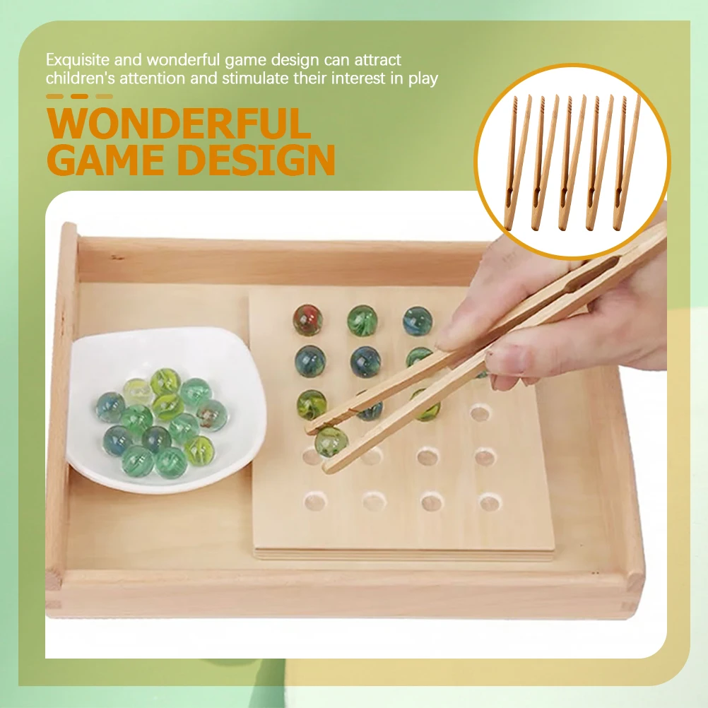 

5pcs Wooden Kids Fine Motor Toys Skills Educational Tweezers For Kids Tools Montessori Sensory Sorting Training