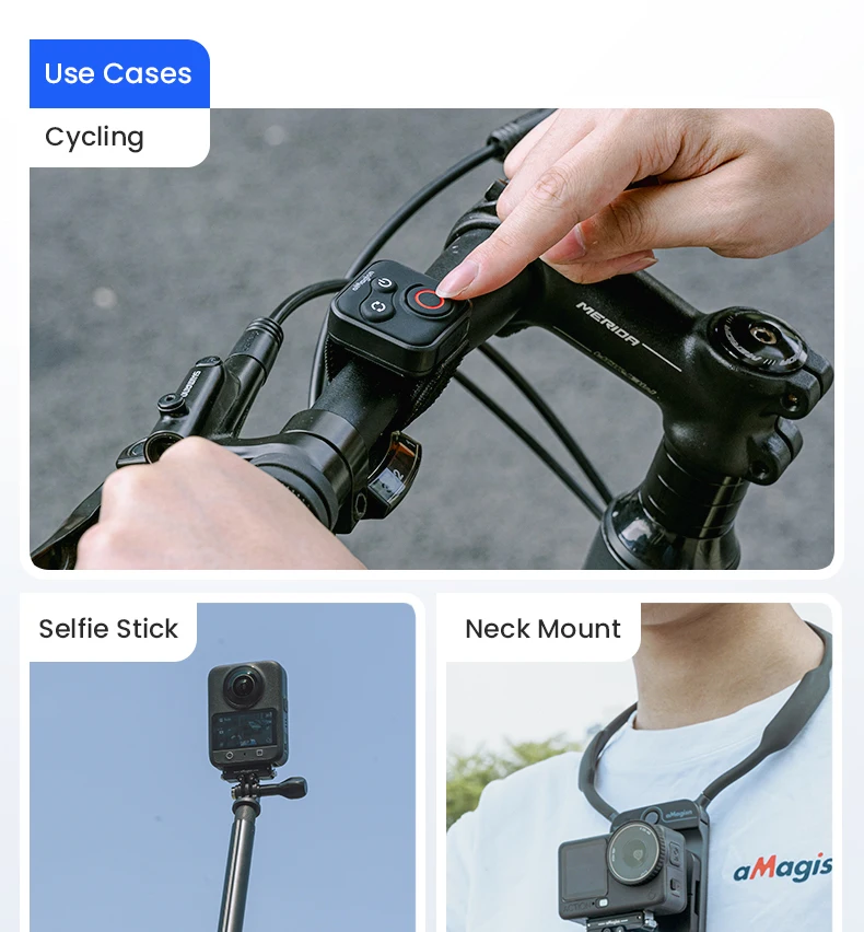 Für DJI Osmo Action 360/Action 6 5 4 Drahtlose Fernbedienung 50 m Entfernung Controller Sport Kamera Zubehör mit Handschlaufe – Detail 13