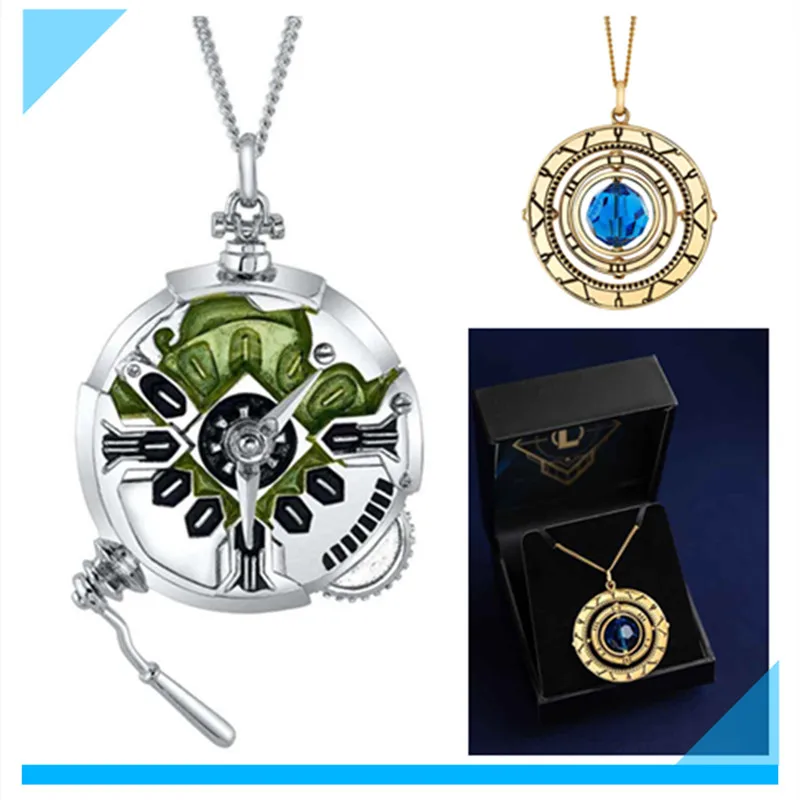 Arcane Hextech EKKO Cosplay Stopwatch LoL Jinx Necklace Roleplay Ornament Pendant Halloween Carnival Party Costume Accessories