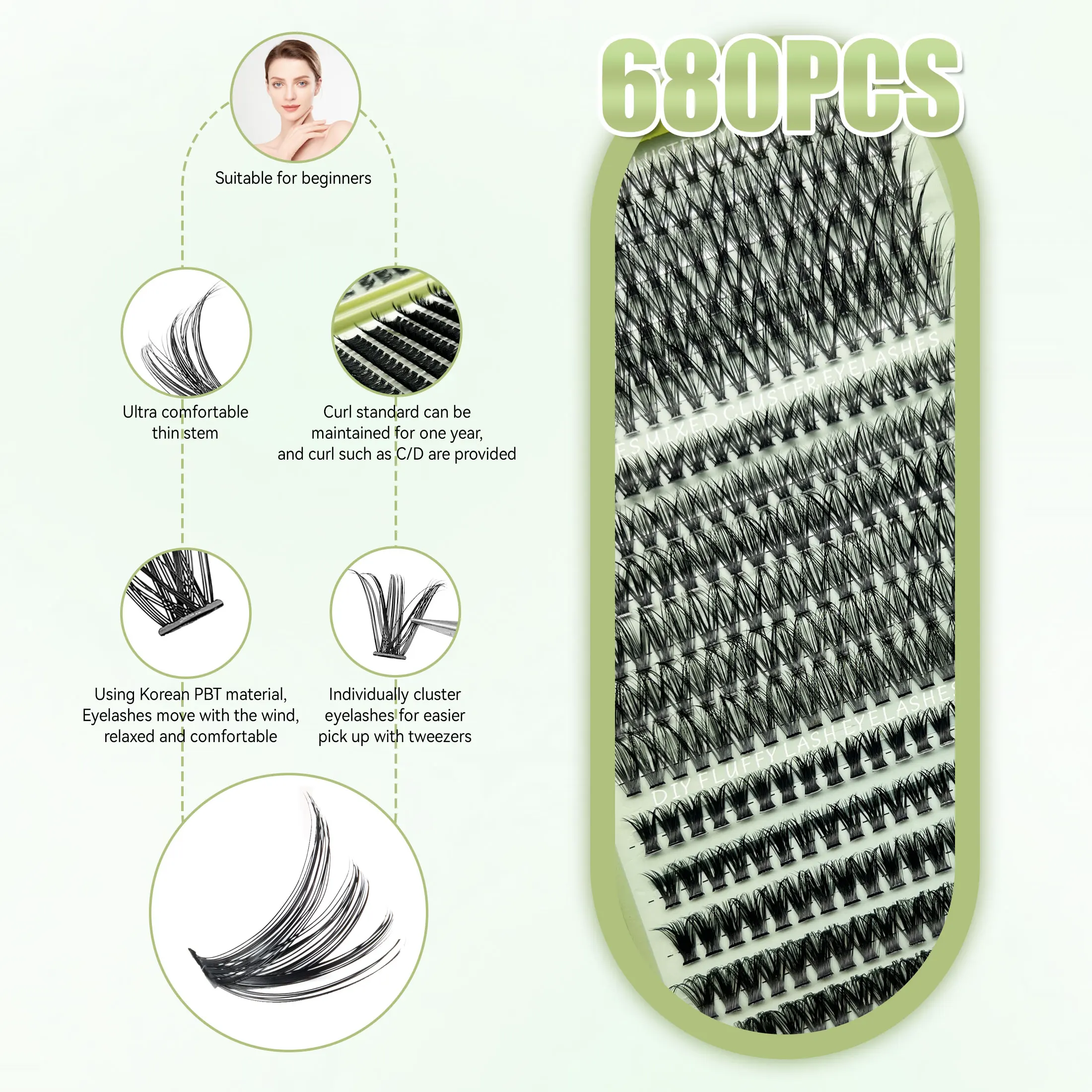 560 クラスター DIY つけまつげセット大容量クラスターまつげブック接着剤リムーバー Twezeer 使用自宅メイクアップギフトセット