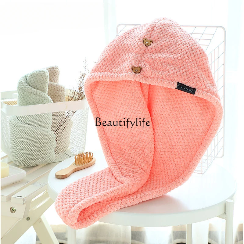 Hair-Drying Cap Female Super Absorbent Cute Quick-Drying Towels Adult Double Layer Thickened Shower Cap