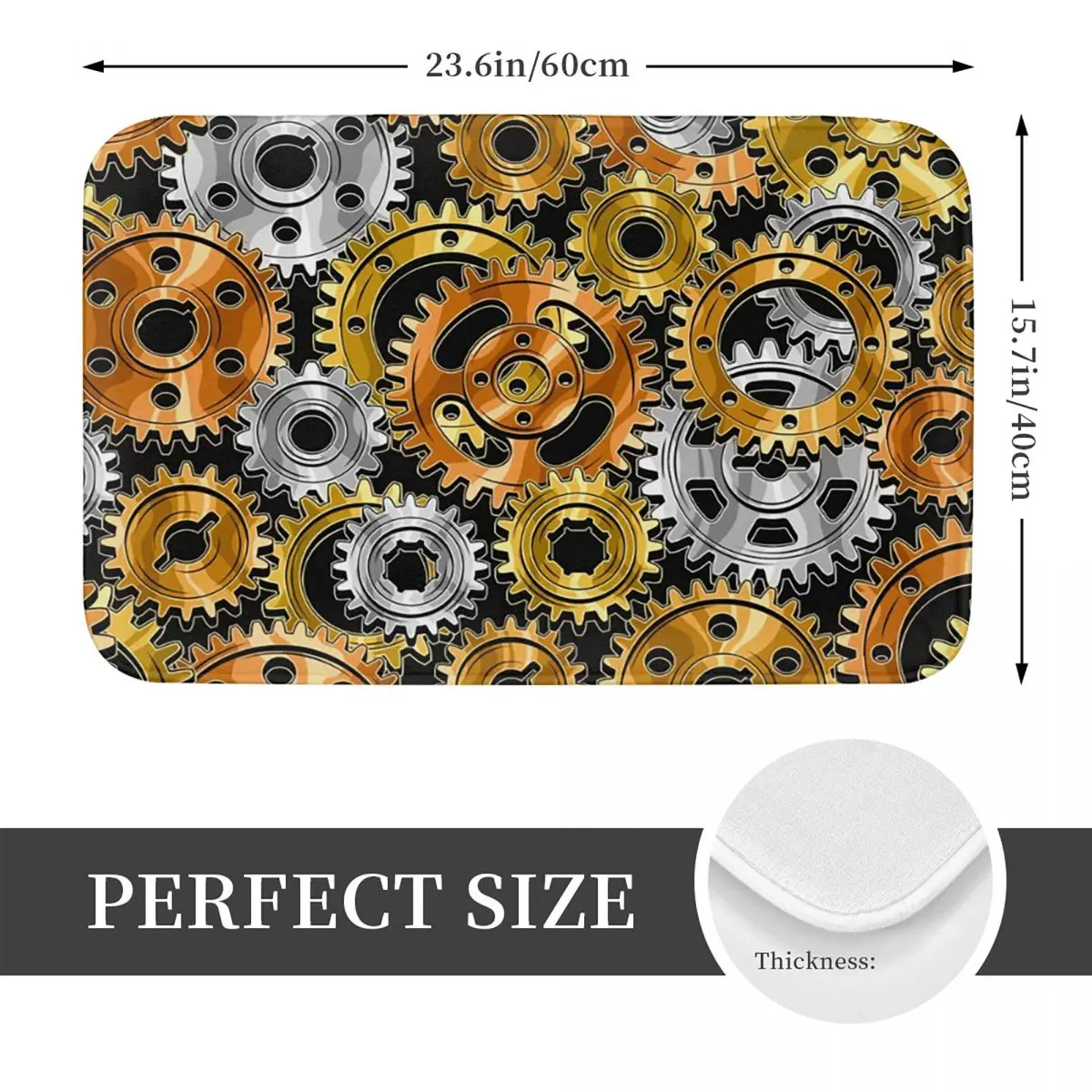 Mechanical Machine Gears Steampunk Style Non-slip Doormat Floor Mat Carpet Rug for Kitchen Entrance Home Bedroom Footpad Mats