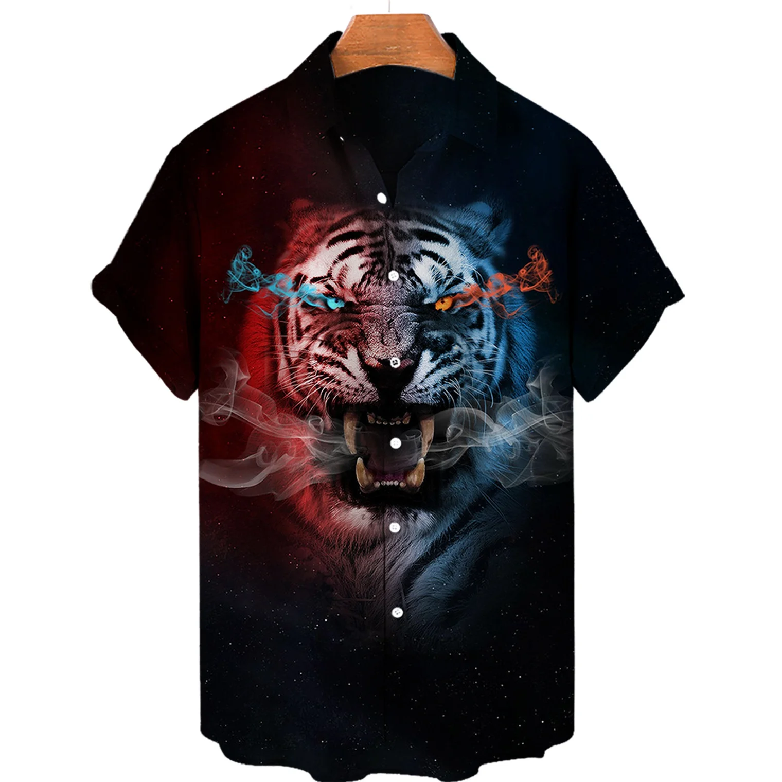 Tiger Fighting Animal Beast Fierce Tiger Printing 3D Shirts Men\'s Short Sleeve Tops Oversized Tees Shirt Men Designer Clothes