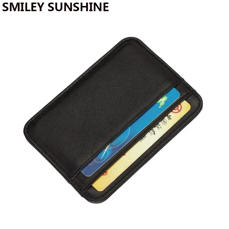 Herren PU Leder Kreditkarteninhaber Mini Brieftasche Kartentasche Geldklammern Ausweishalter Schlank Dünn Schwarz Kartenhalter Luxus Brieftasche Männer